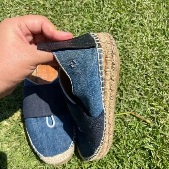 Rag & Bone Nina Blue Denim Leather Jute Slip-On Espadrilles Size 38 / 7.5 - Picture 5 of 15